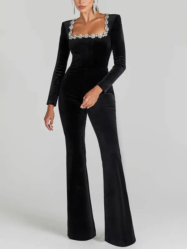 Elvina | Women’s Beaded Velvet Jumpsuit