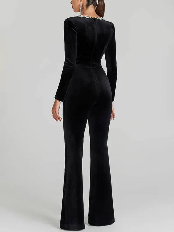 Elvina | Women’s Beaded Velvet Jumpsuit