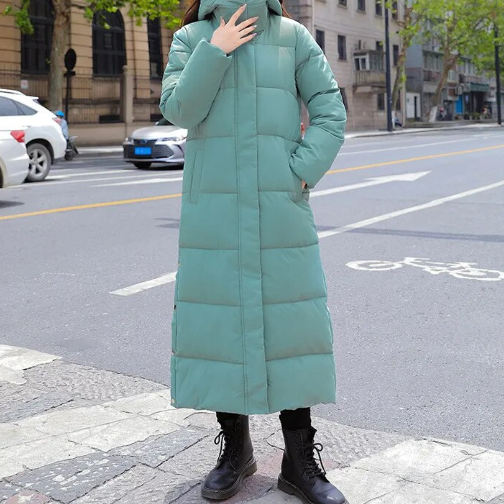 Women’s Long Quilted Winter Coat Full Length Warm Outerwear