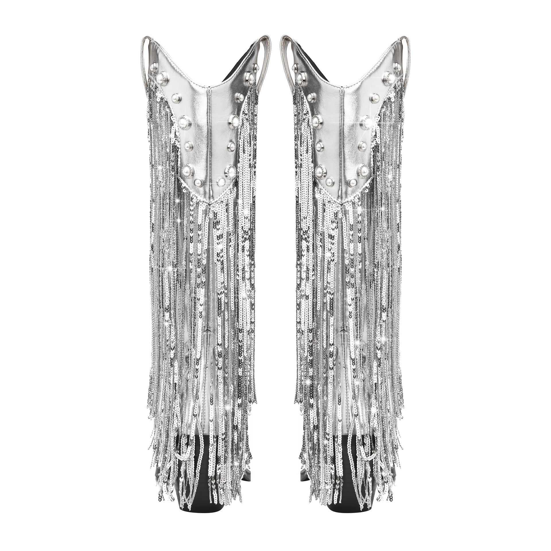 Women's Statement Fringe Shimmering Western Cowboy Boots