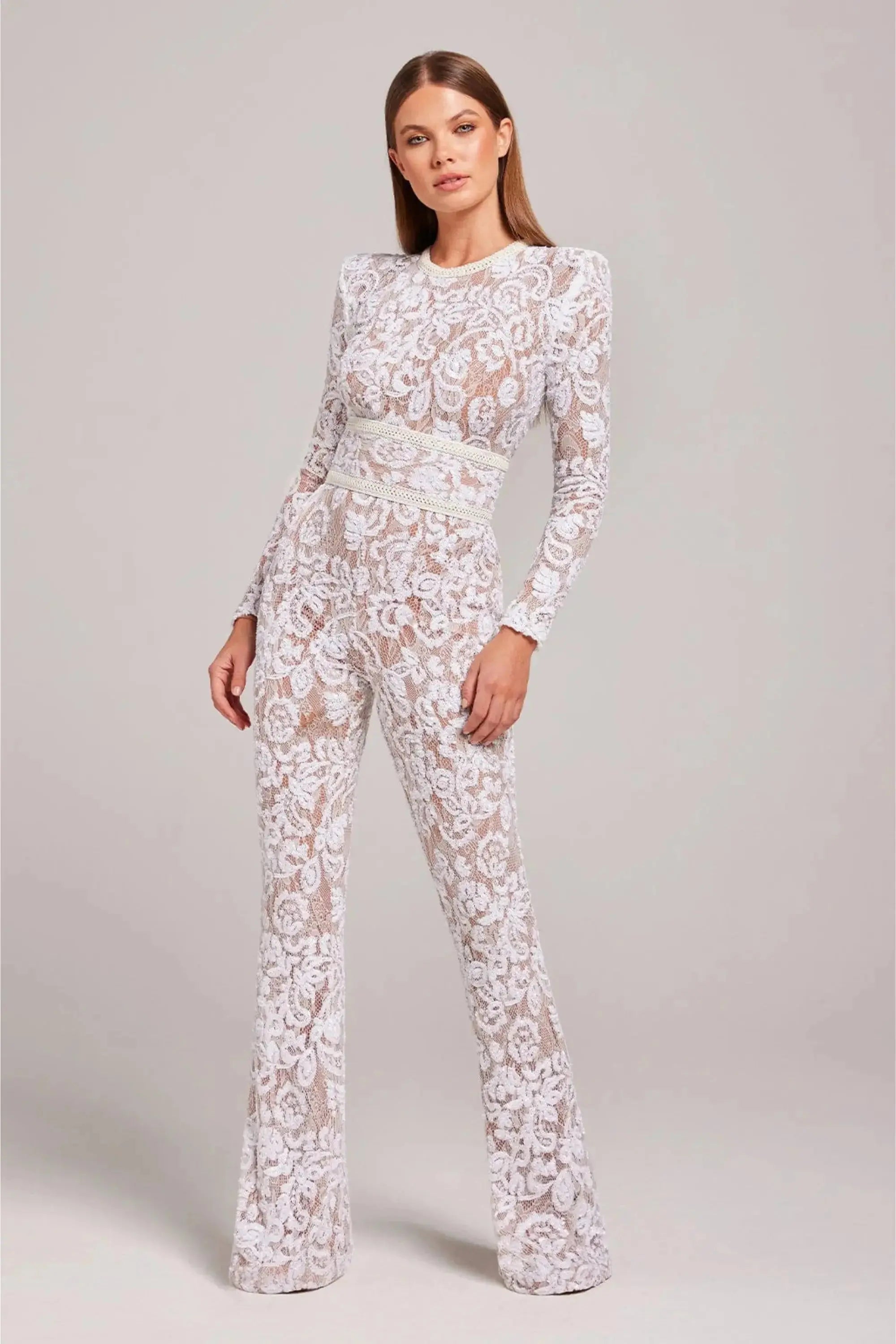 Olivie | Women’s Embellished Flared Evening Jumpsuit