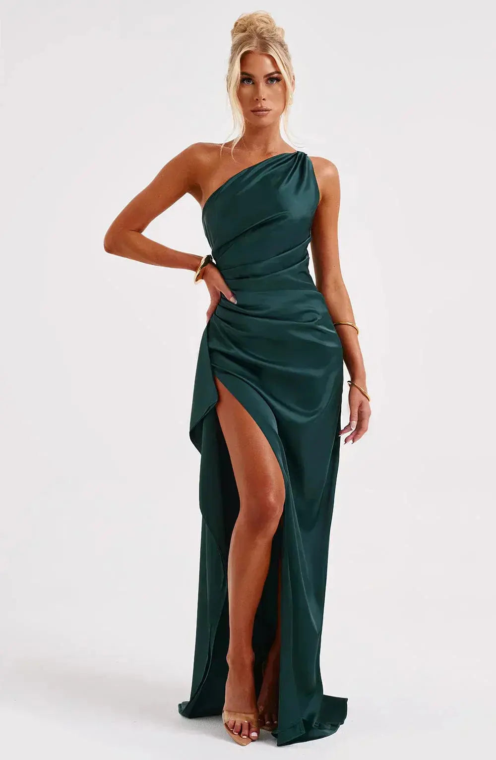 Rubina | Women’s One-Shoulder Satin Maxi Dress
