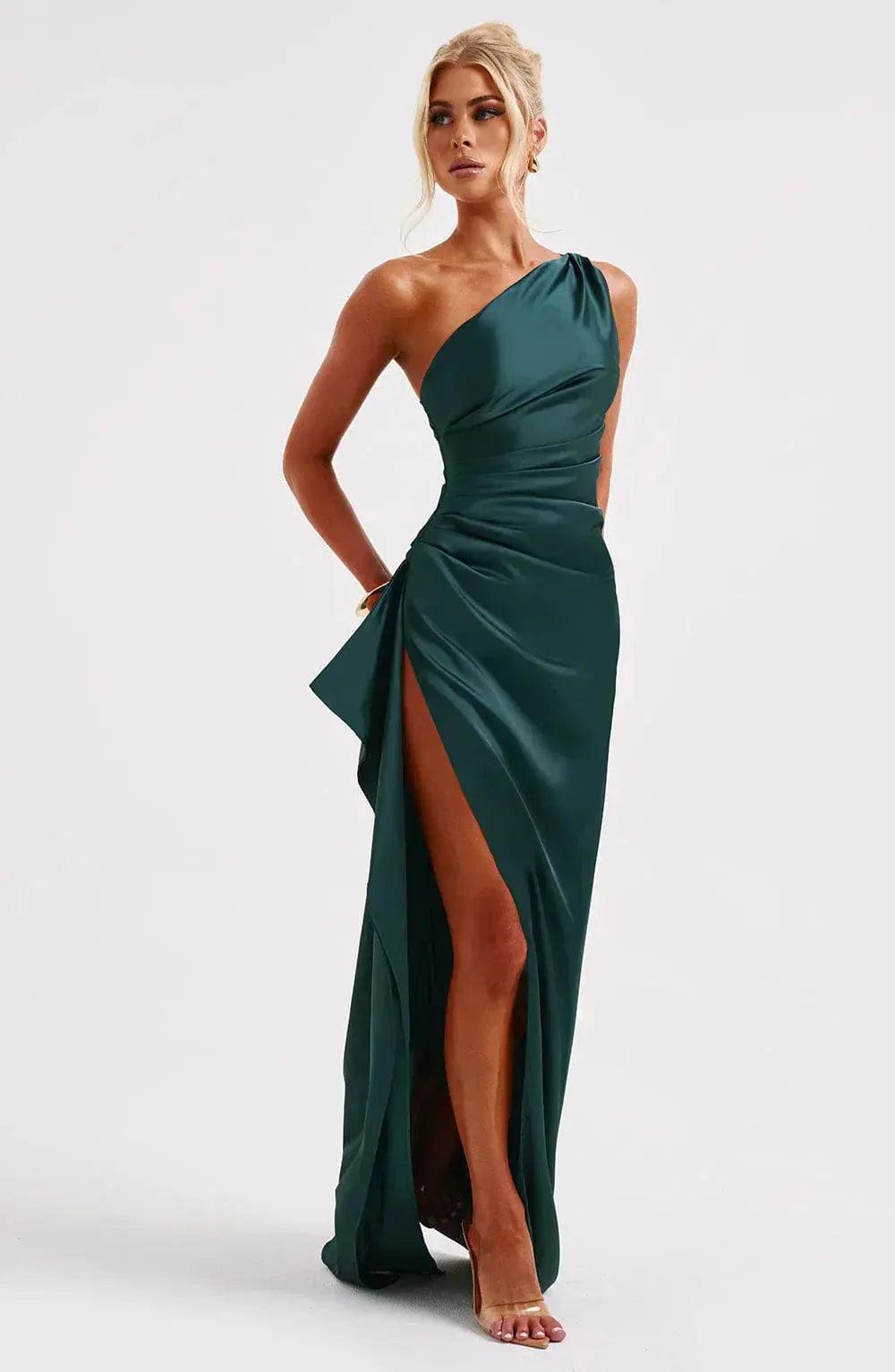 Rubina | Women’s One-Shoulder Satin Maxi Dress