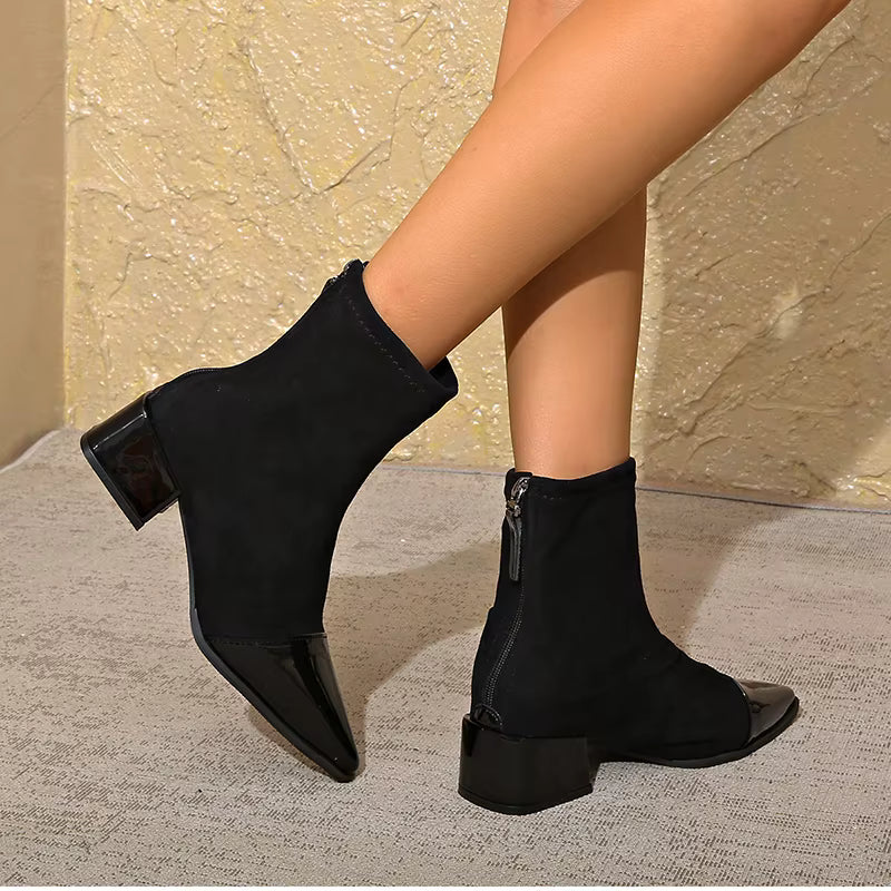 Women's Fashion Stand-out Block Heel Ankle Boots