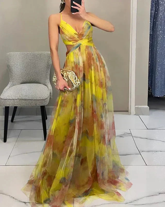 Women’s Effortless Floral Printed Maxi Style Summer Dress for Evening Parties