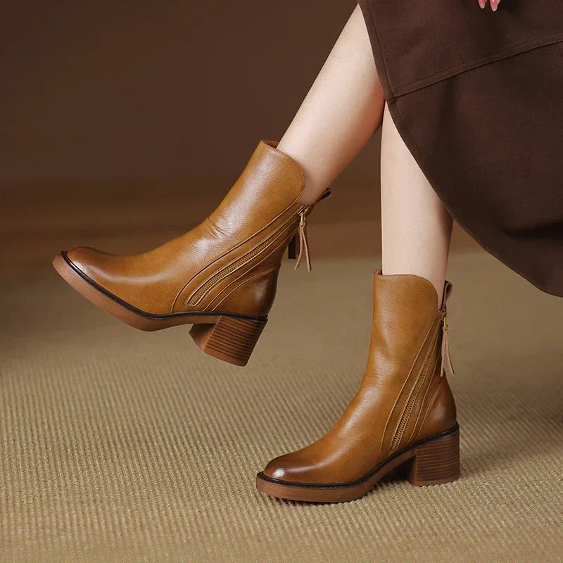 Women's Classic Fashion Durable Ankle Heeled Boots for Outdoor