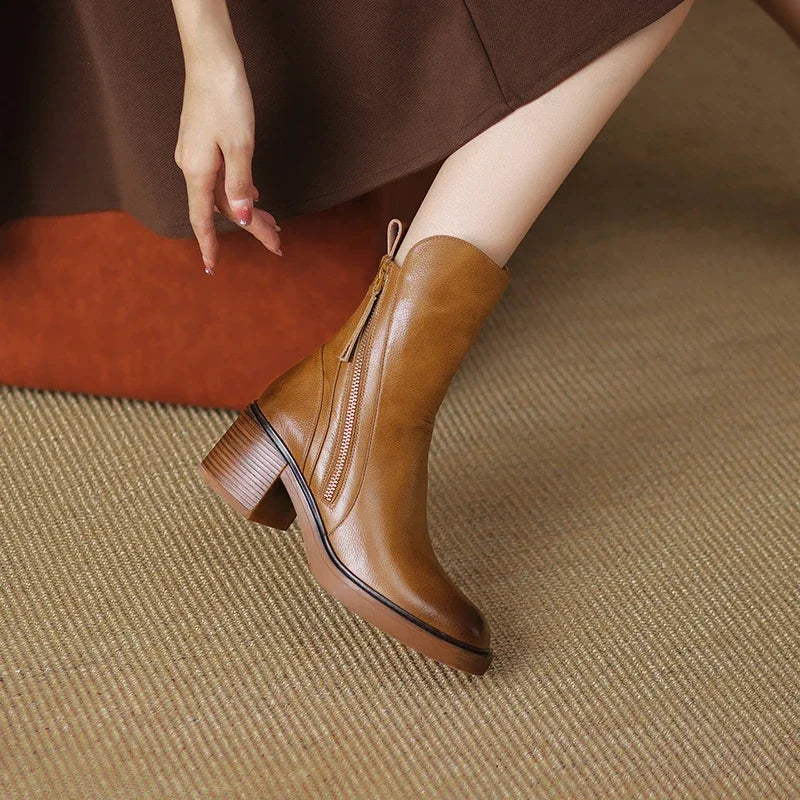 Women's Classic Fashion Durable Ankle Heeled Boots for Outdoor
