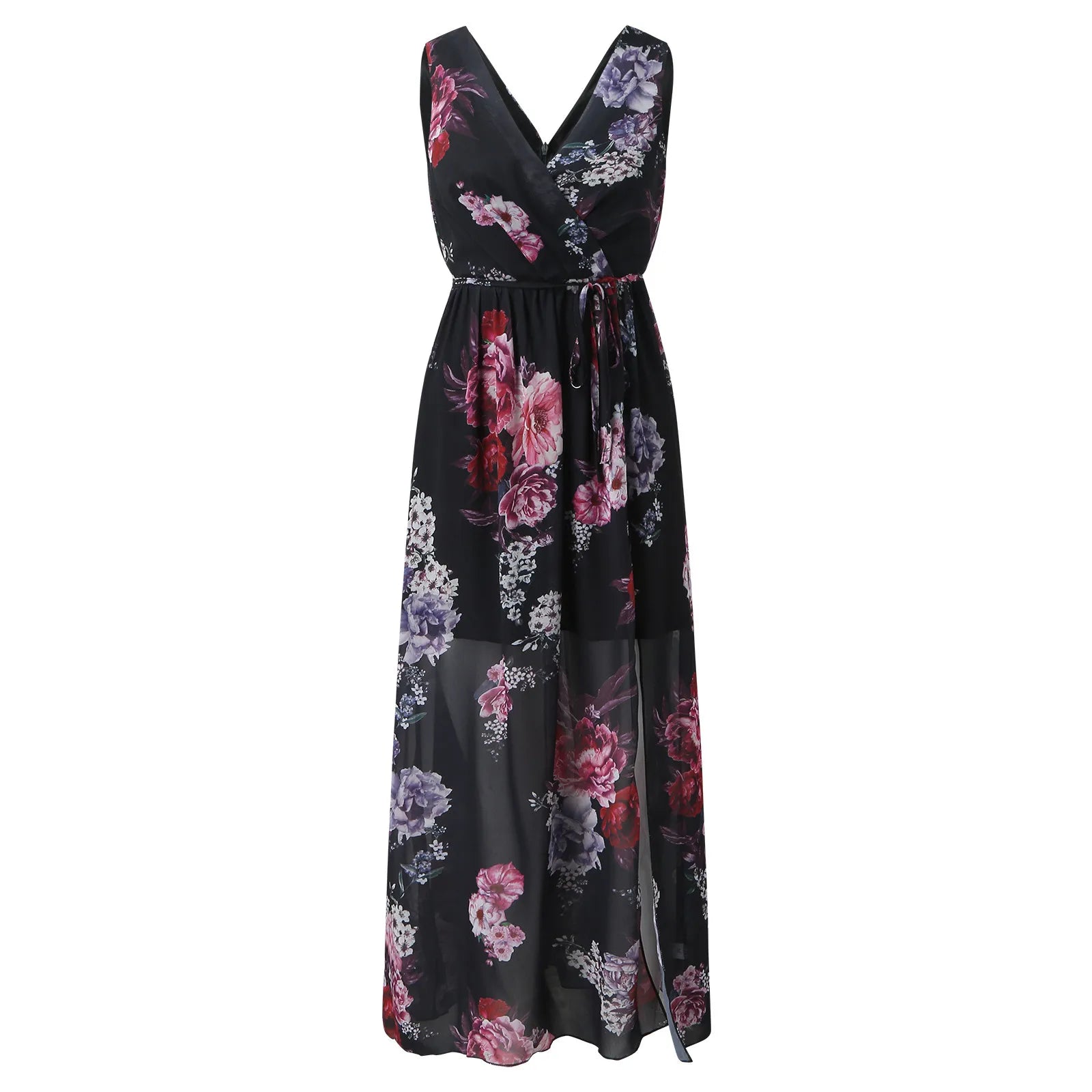 Elegant Women's Vibrant Floral Slit Maxi Dress for Every Occasion