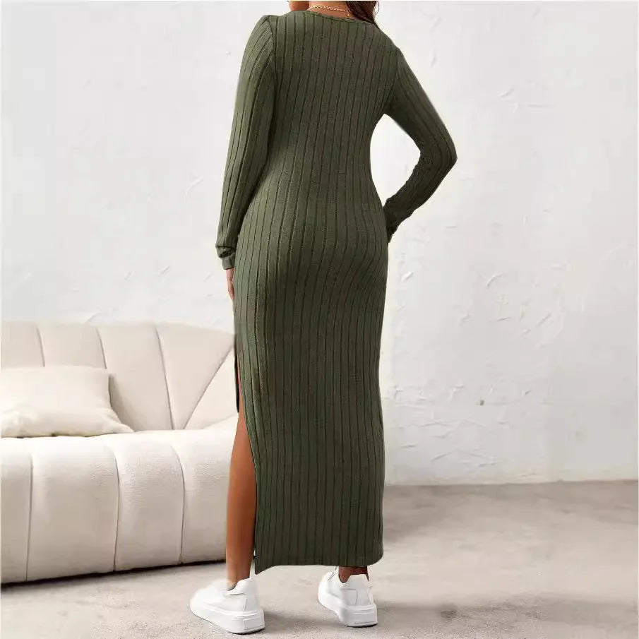 Long Sleeve Maternity Maxi Dress with Flattering Fit