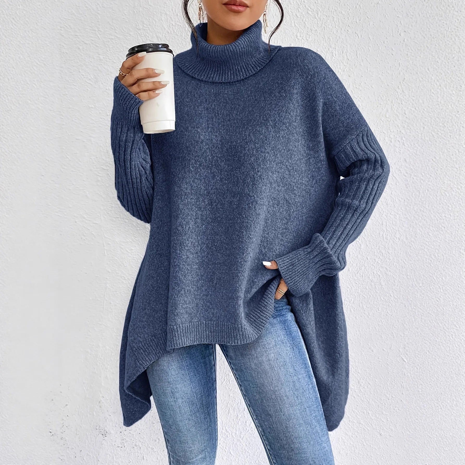 Women’s Oversized Winter Turtleneck Warm Relaxed Fit Jumper