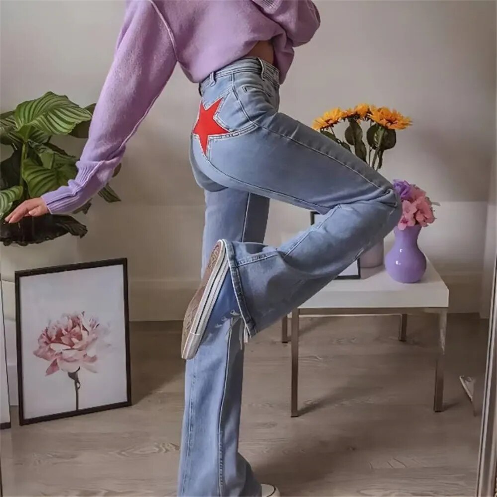 Vintage Red Star Flare Jeans