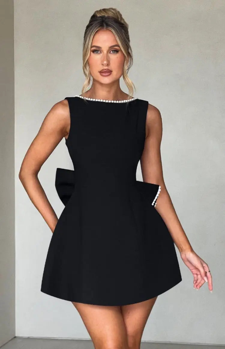 Women's Exquisite Mini Dress with Back Bow Detail