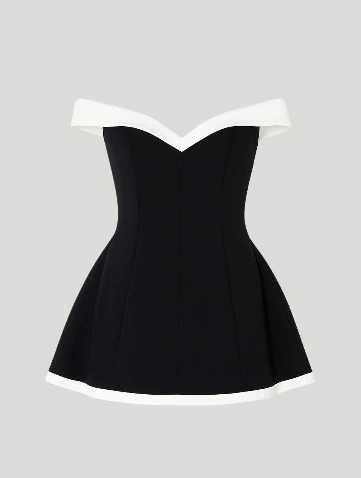 Classic Elegant Off-Shoulder Contrast Mini Dress for Women