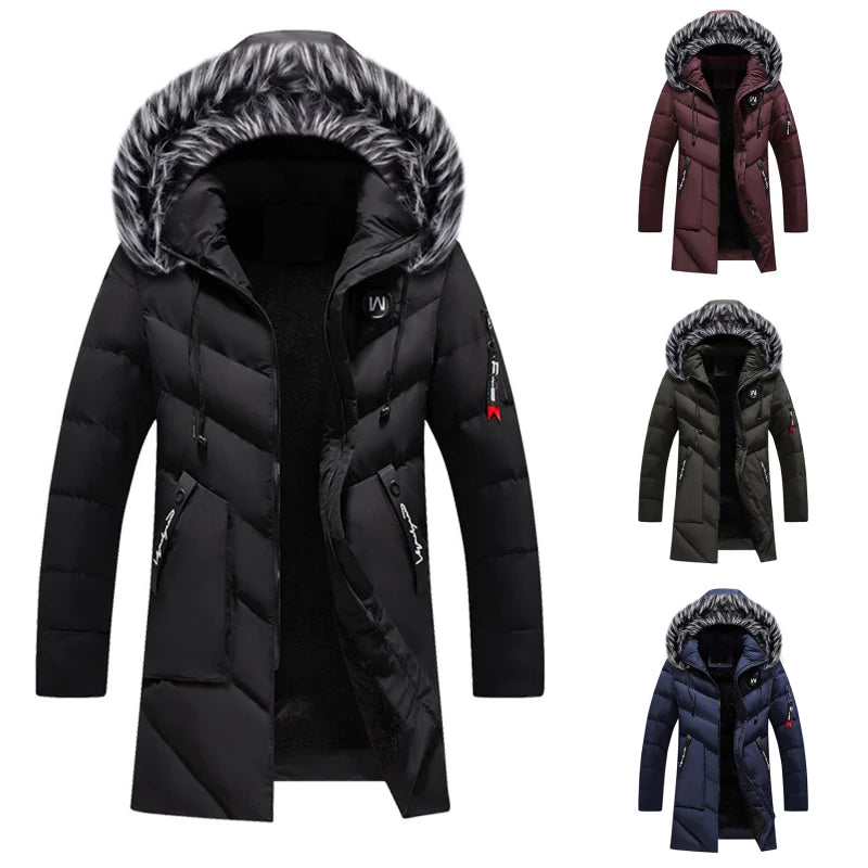Men's Winter Warm Thermal Insulation Weatherproof Coat with Adjustable Hood