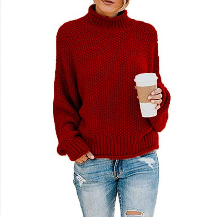 Women’s Turtleneck Chunky Knit Jumper Warm Relaxed Fit Style