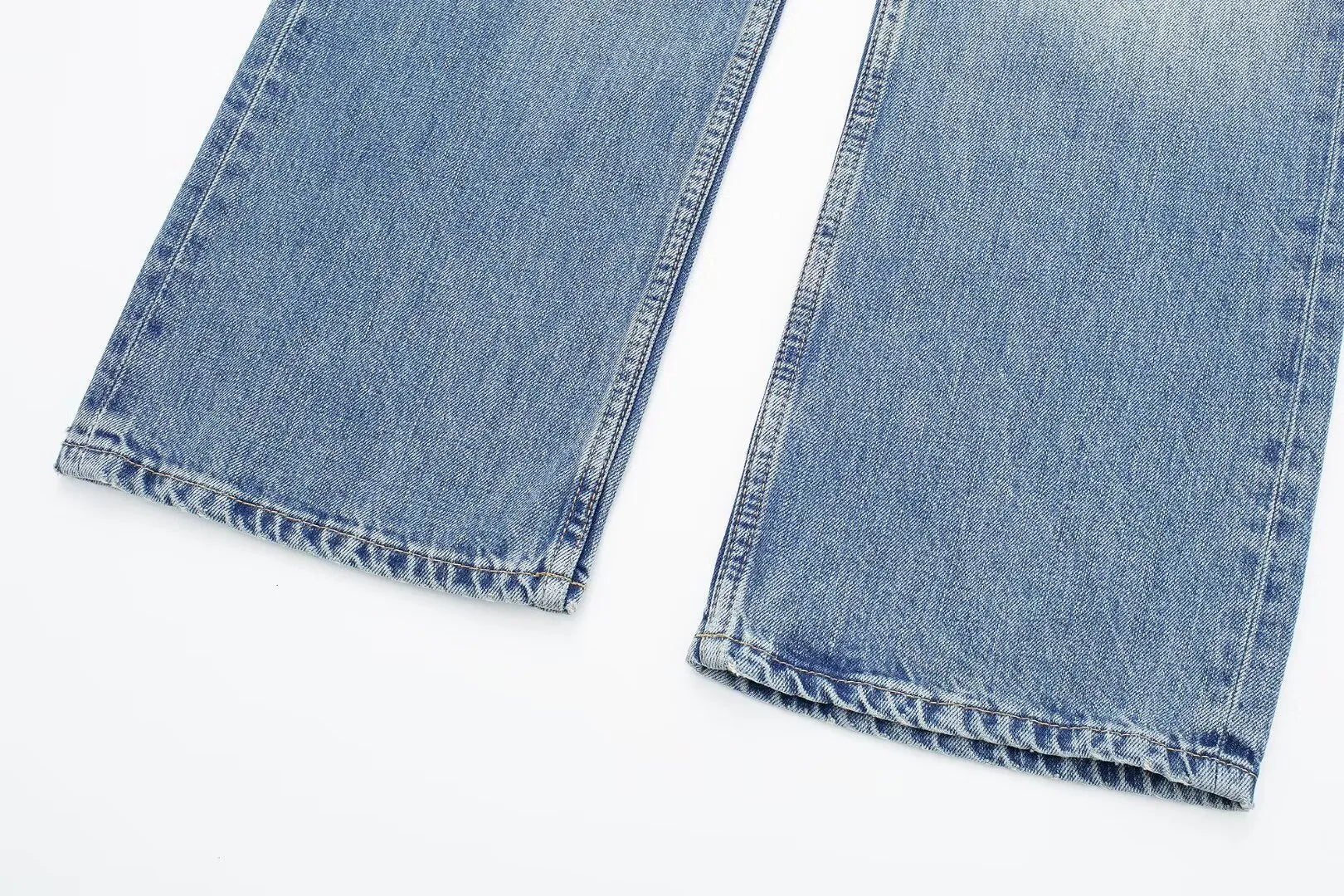 Women’s Retro Mid‑Waist Straight‑Leg Jeans with Lace‑Up