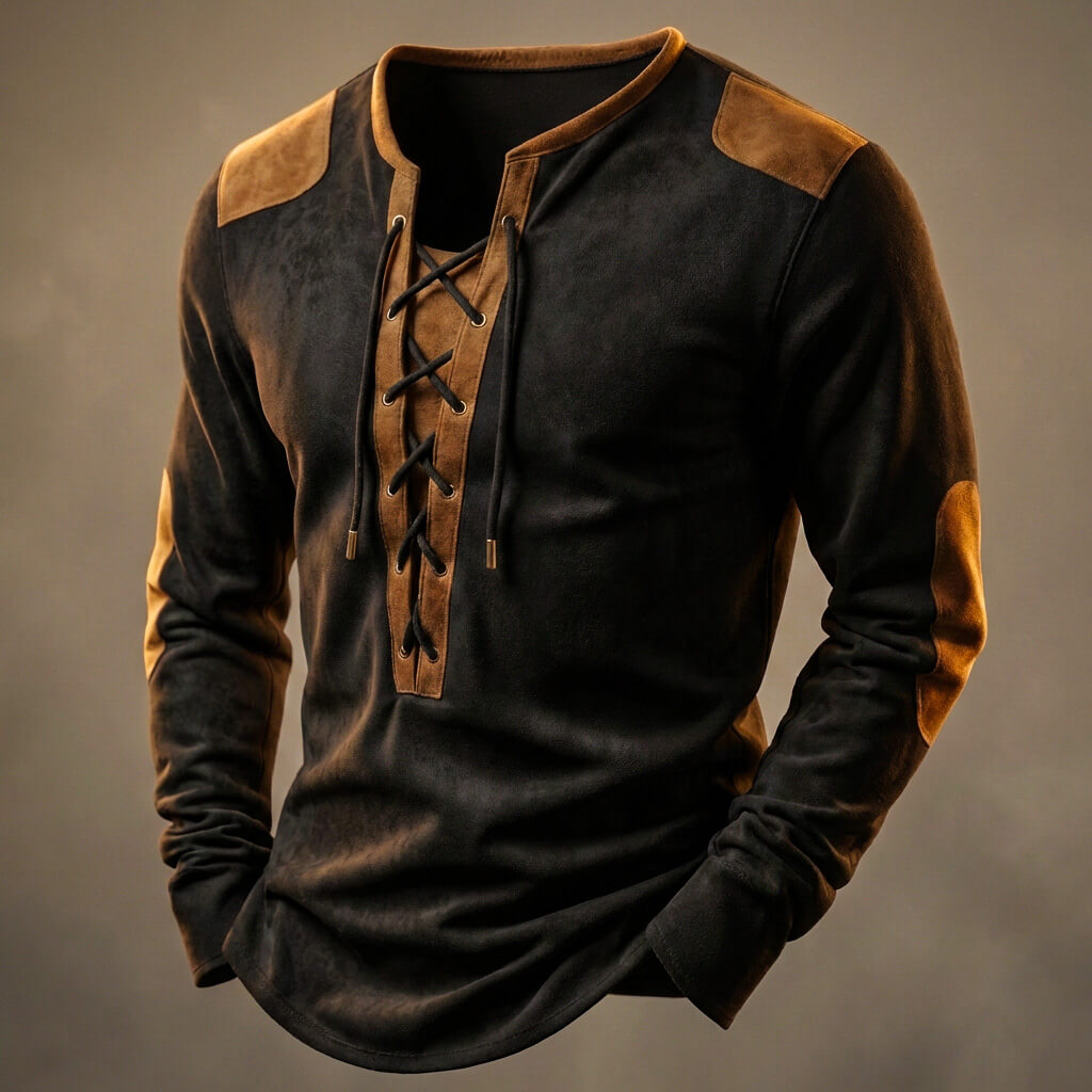Ardenio | Men’s Suede-Touch Lace-Up Shirt