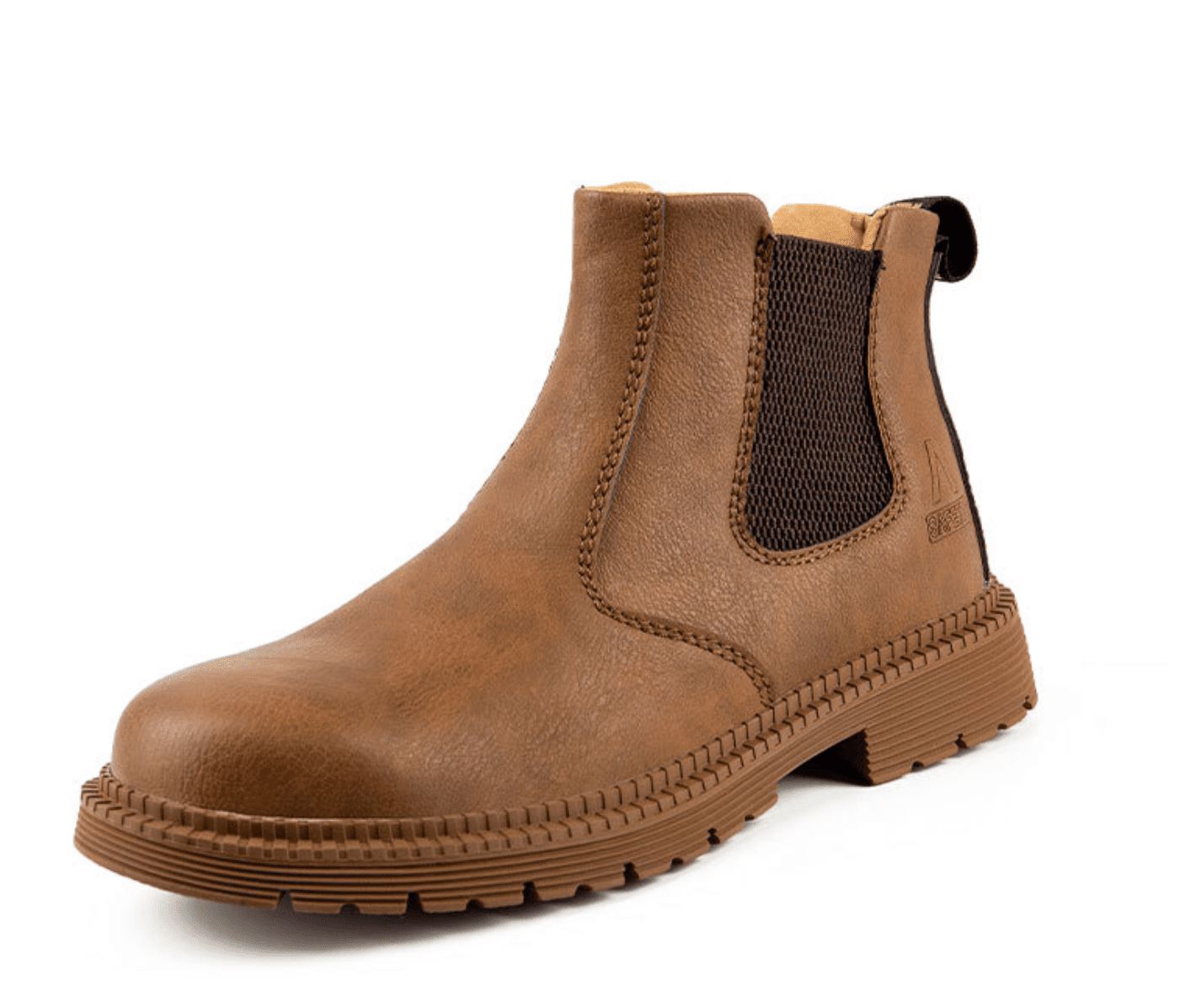 Slip-on Cushion Leather Chelsea Men's Boots with Side Elastic Panels