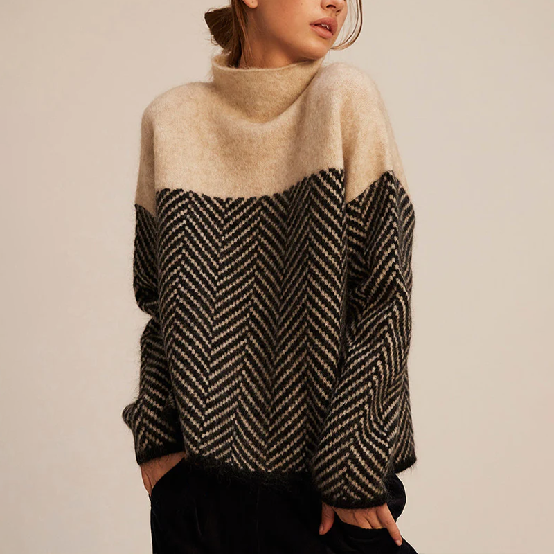 Women's Trendy Loose Fit Warm Cashmere Jumper with Roll Neckline