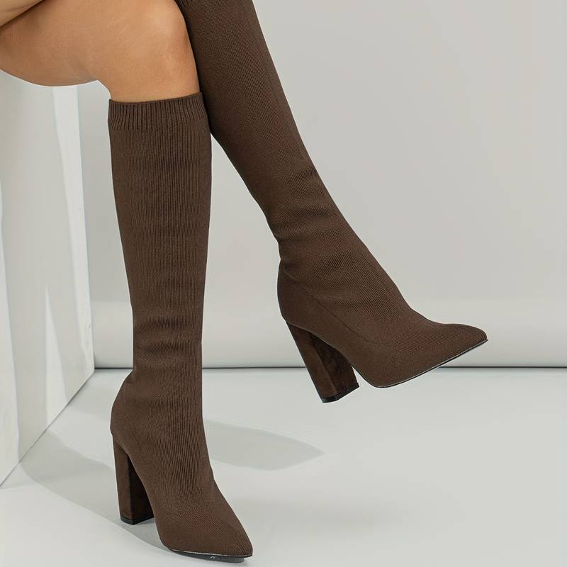 Women’s Block Heel Sock Boots Stylish Comfortable Fit