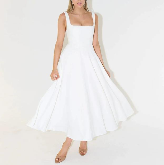 Stylish Elegance Square-Neck Floral Midi Dress for Women