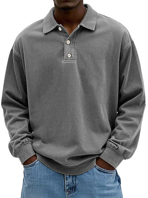 Men’s Long Sleeve Vintage Style Polo Shirt