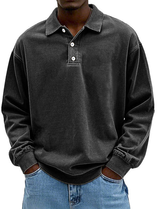 Men’s Long Sleeve Vintage Style Polo Shirt
