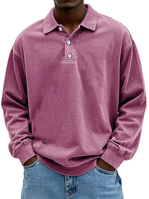 Men’s Long Sleeve Vintage Style Polo Shirt