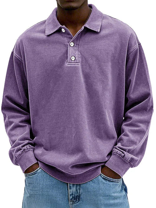 Men’s Long Sleeve Vintage Style Polo Shirt
