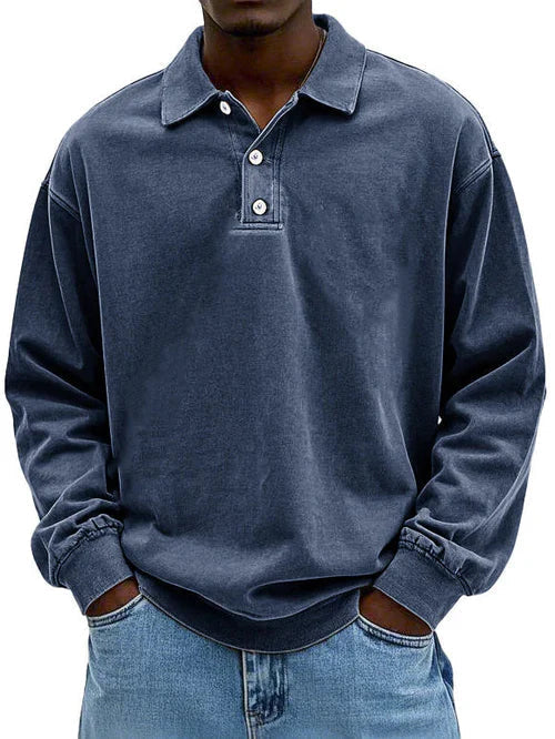 Men’s Long Sleeve Vintage Style Polo Shirt