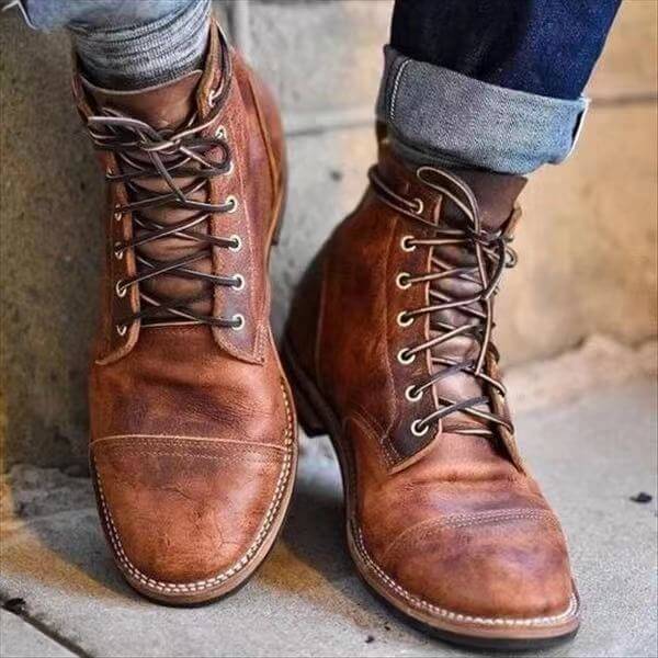 Men's Winter Lace-Up Boots Durable Outdoor Cold-Season Design
