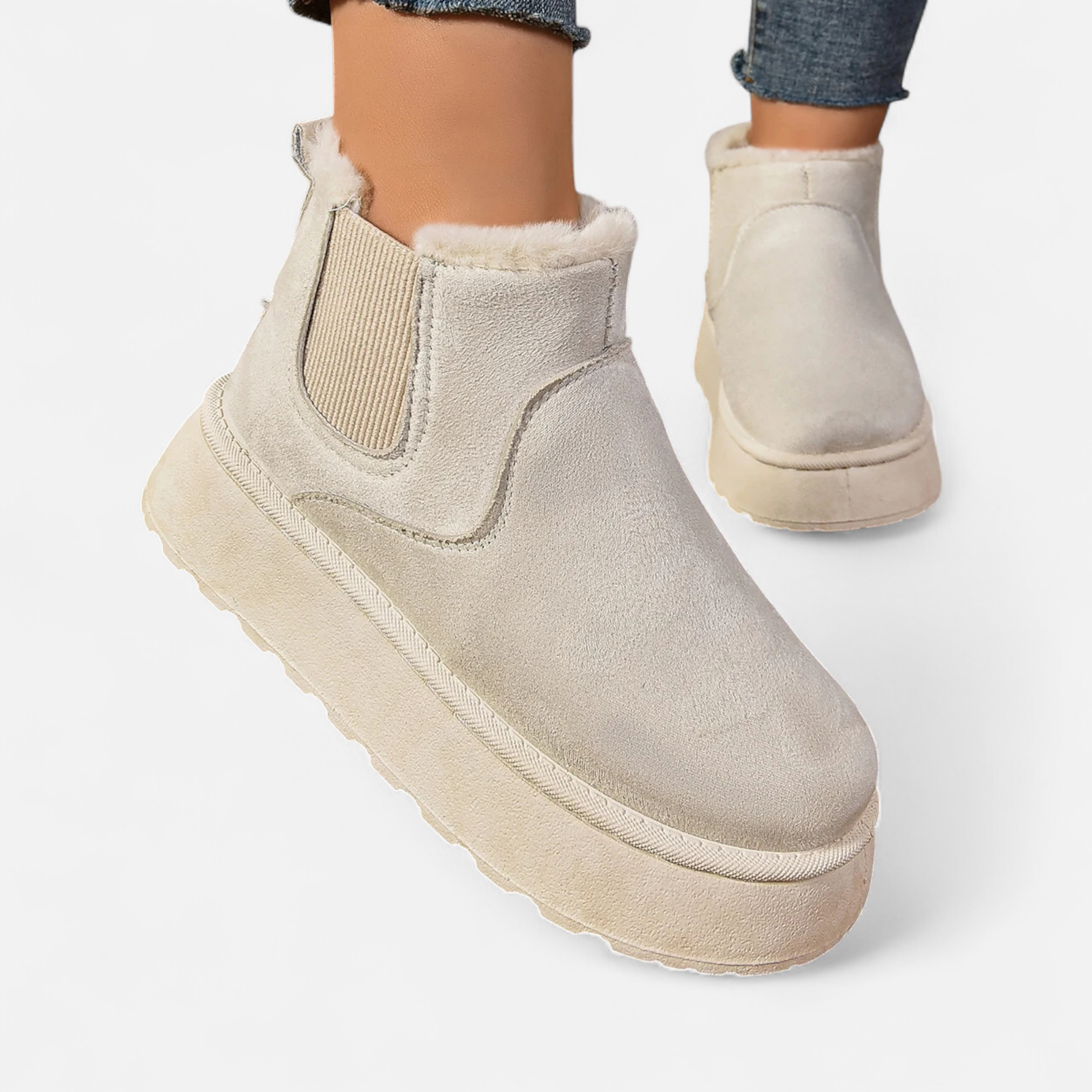 Timeless Cosy Seasonal Chelsea Plush Platform Ankle Boots for Women
