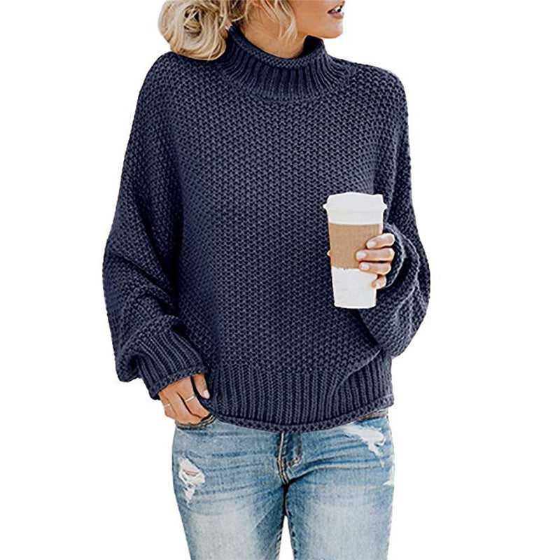 Women’s Turtleneck Chunky Knit Jumper Warm Relaxed Fit Style