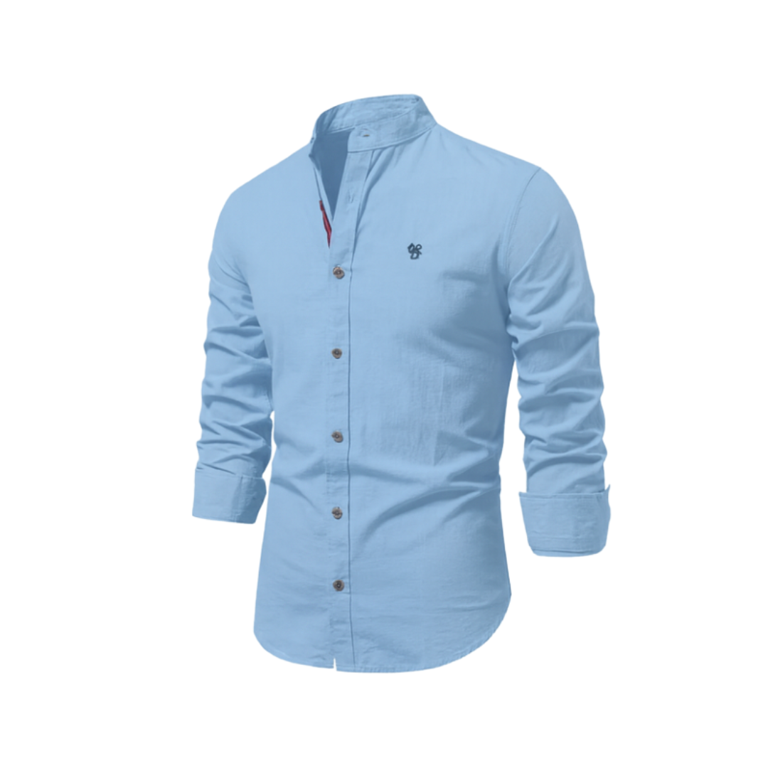 Men's Casual Streetwear Outdoor Shirt with Stand-up Collar and Button Front