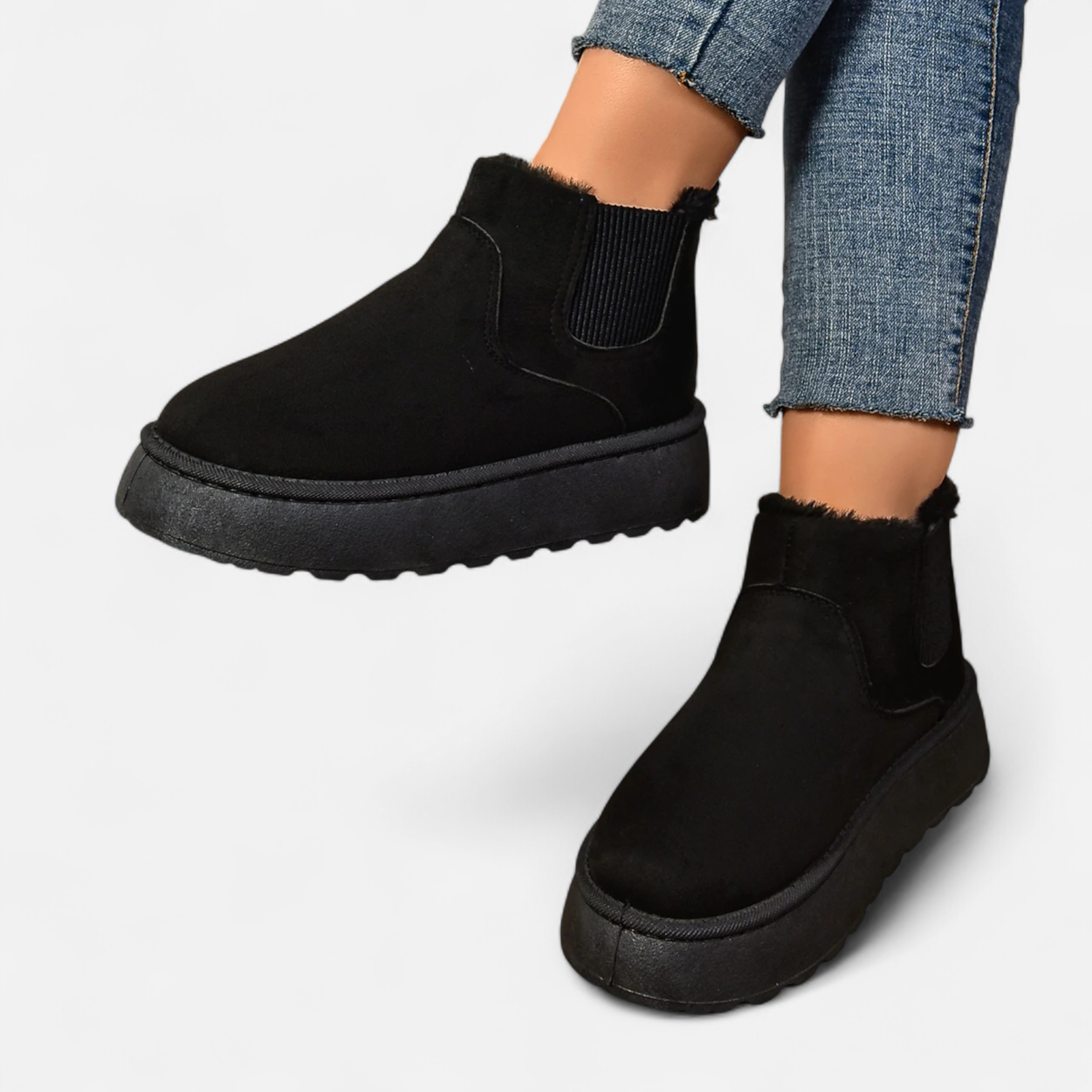 Timeless Cosy Seasonal Chelsea Plush Platform Ankle Boots for Women