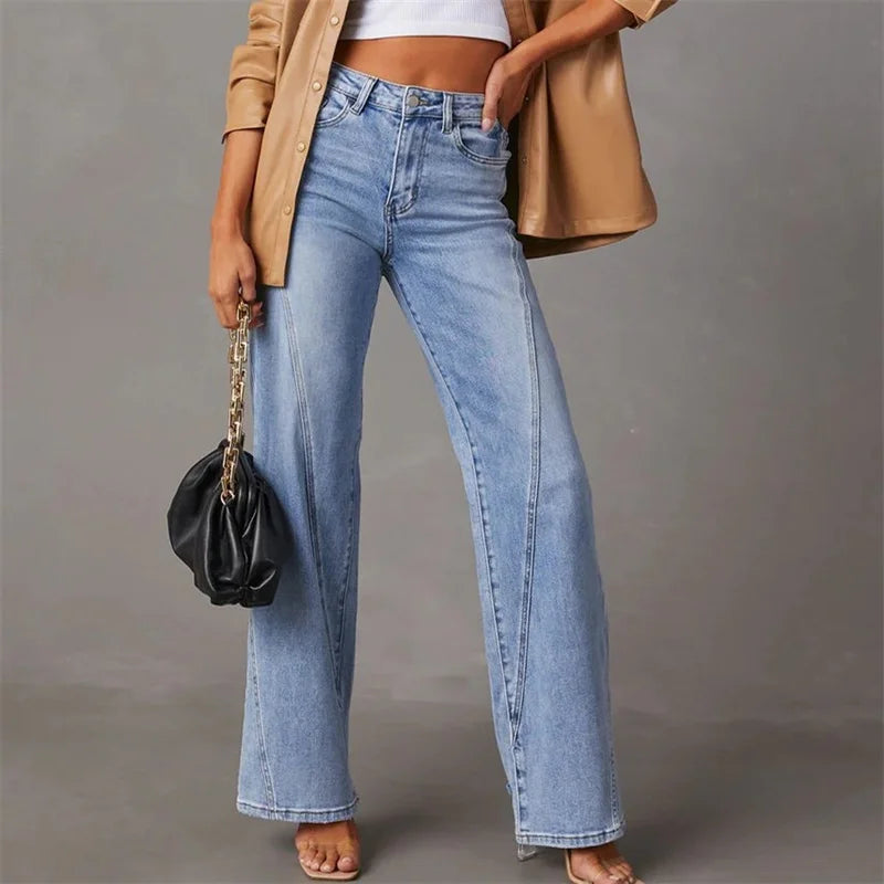 Women’s Fashion Relaxed Fit Streetwear Wide Leg Jeans