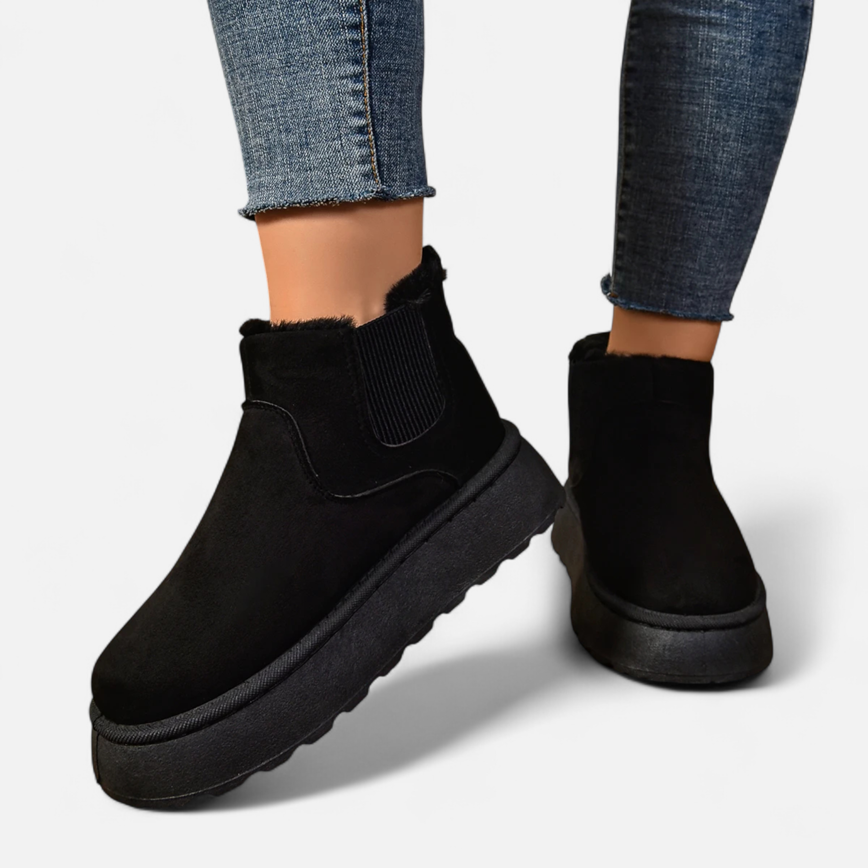 Timeless Cosy Seasonal Chelsea Plush Platform Ankle Boots for Women