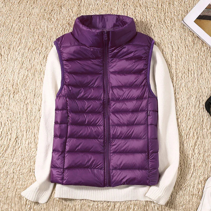 Outdoor Ultra Light Down Zipper Puffer Vest for Women - Ideal Layering Companion