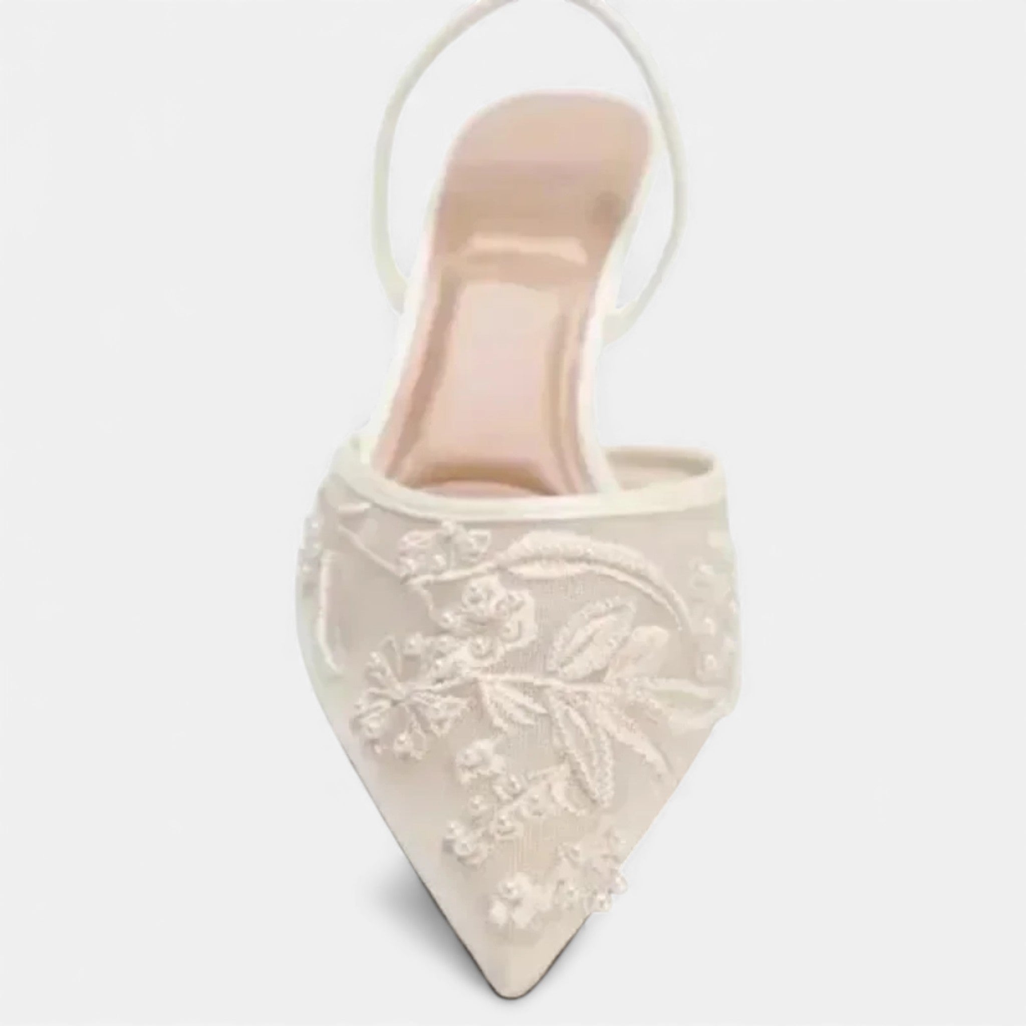 Women’s Elegant Airy Floral Embroidered Mesh Designer Heels