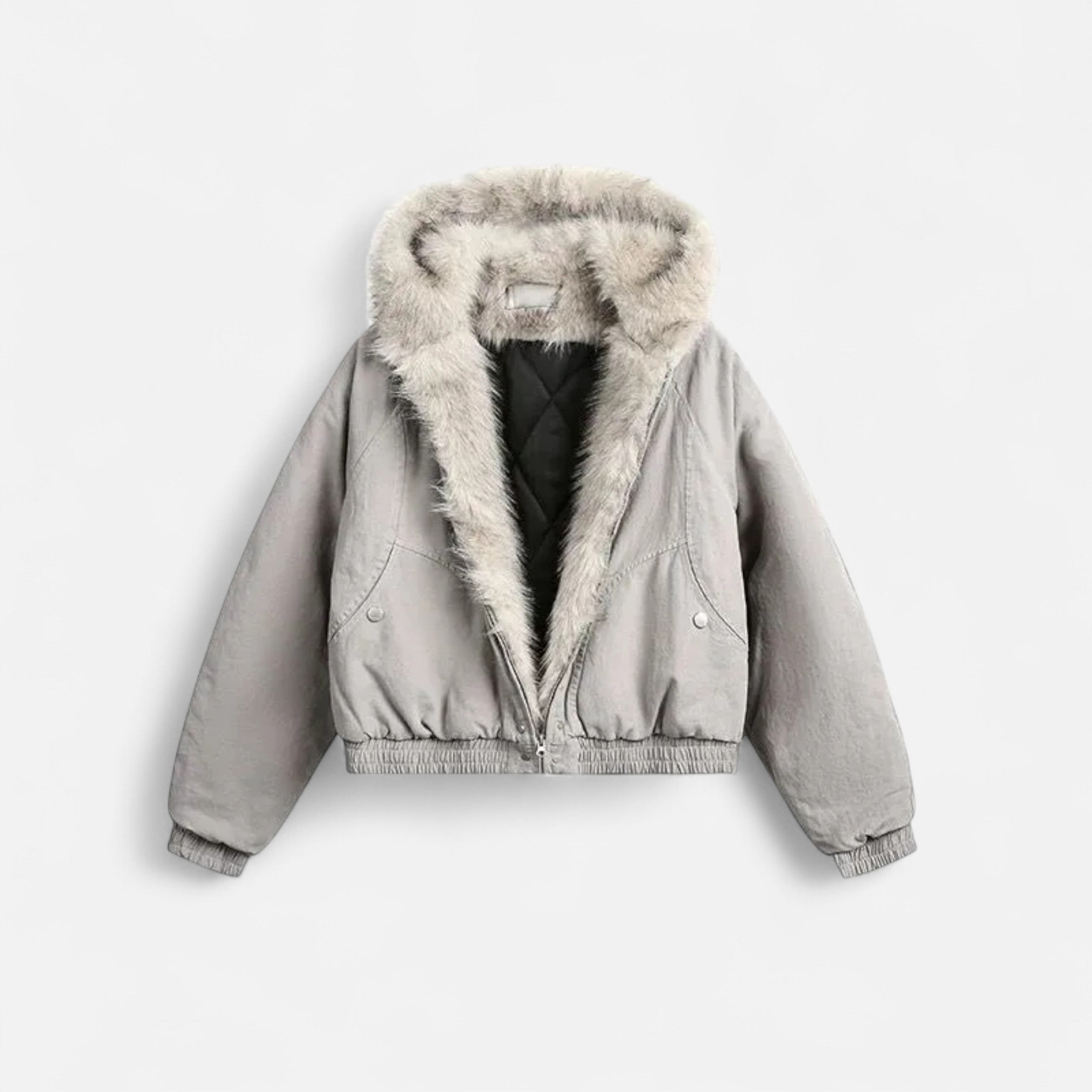 Women's Classic Winter Fur Collar Hooded Coat with Functional Pockets