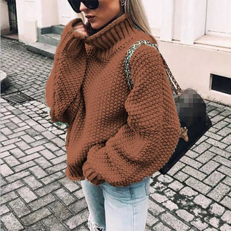 Women’s Turtleneck Chunky Knit Jumper Warm Relaxed Fit Style