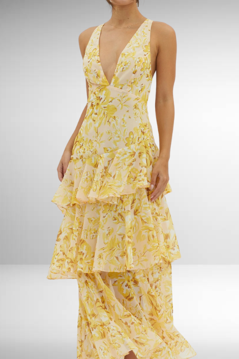 Women's Captivating Summer Party Maxi Dress in Turquoise and Sapphire Shades