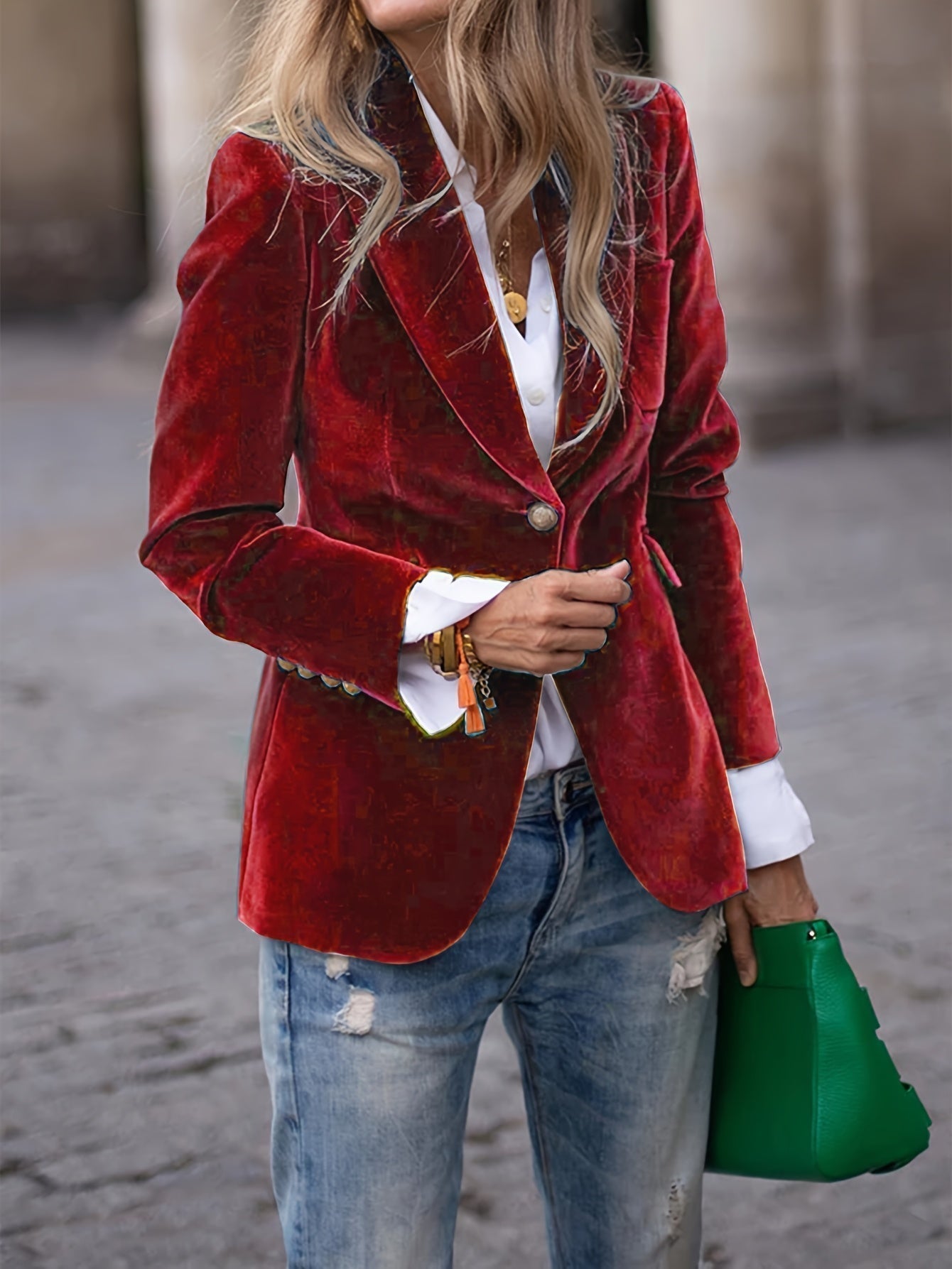 Women’s Timeless Button-Up Blazer Casual Smart Outerwear