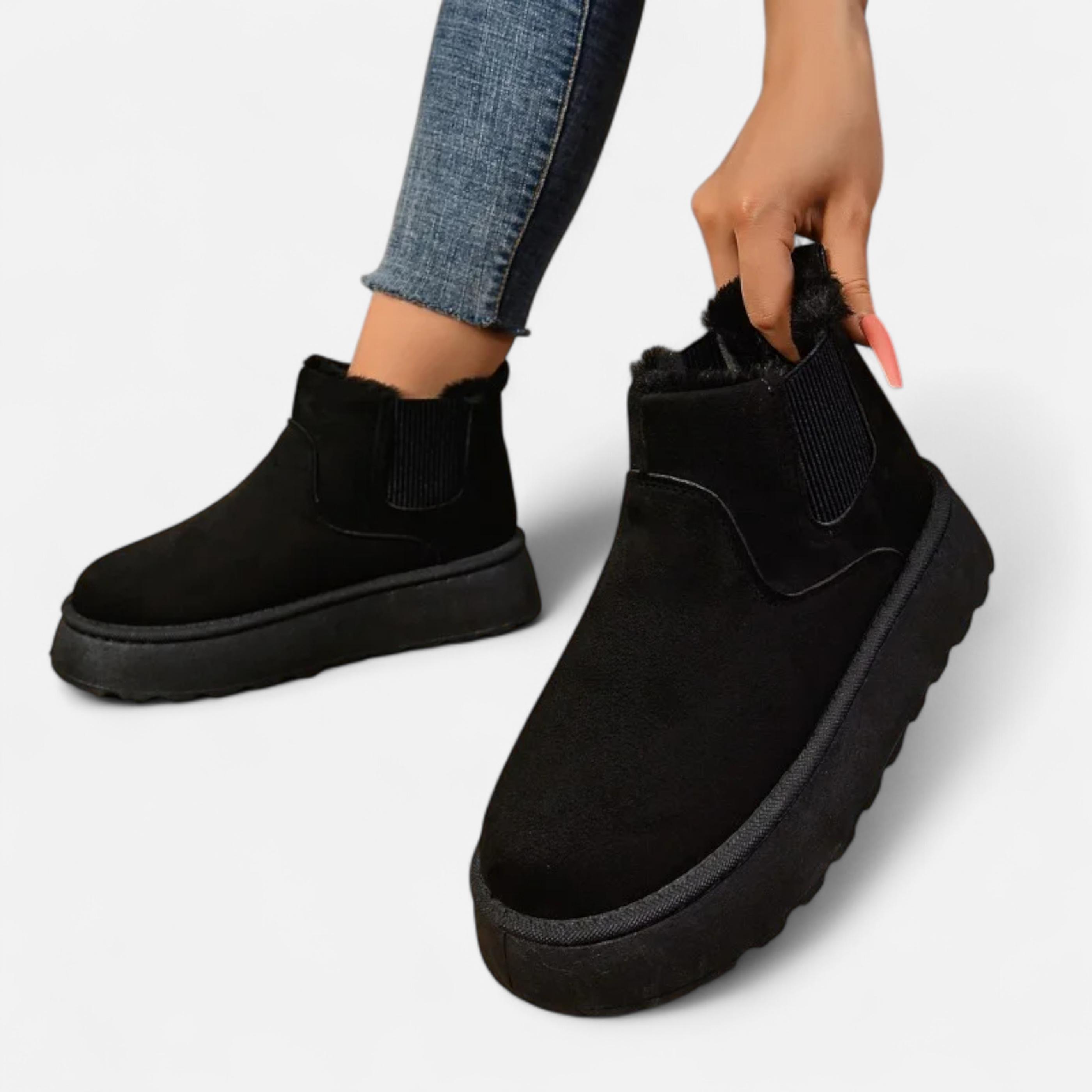 Timeless Cosy Seasonal Chelsea Plush Platform Ankle Boots for Women
