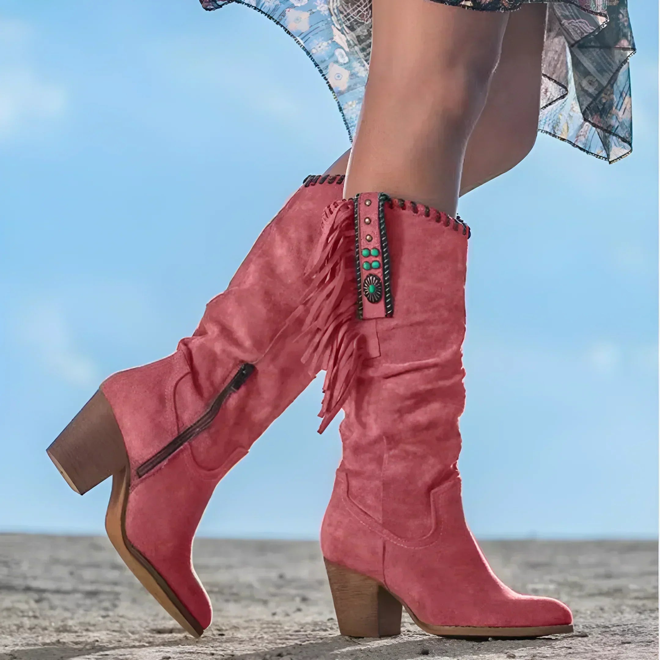 Fashion Western Fringe Cowboy Knee High Boots for Women