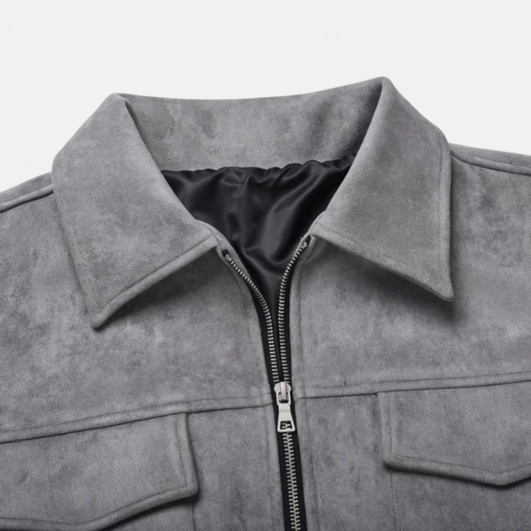 Refined Street-Inspired Collar Loose-Fit Suede Jacket for Men