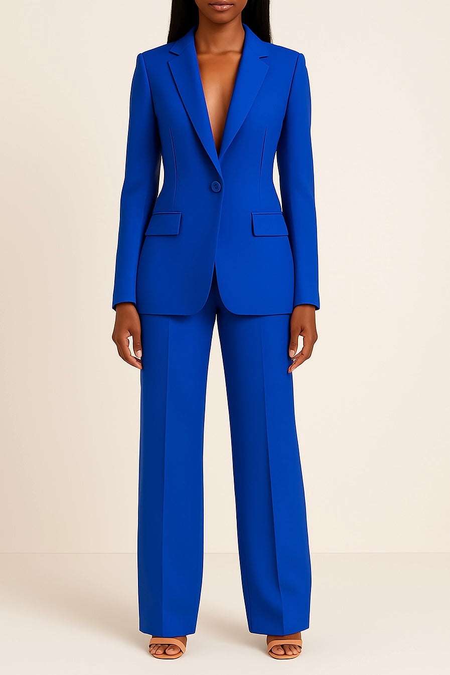Business Formal Long Blazer with Trouser Set for Women