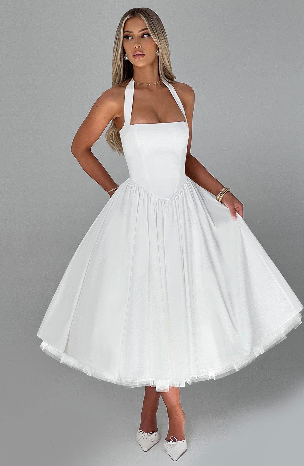 Women's Halter Party Light Wrap Elegant Wedding Guest Dress