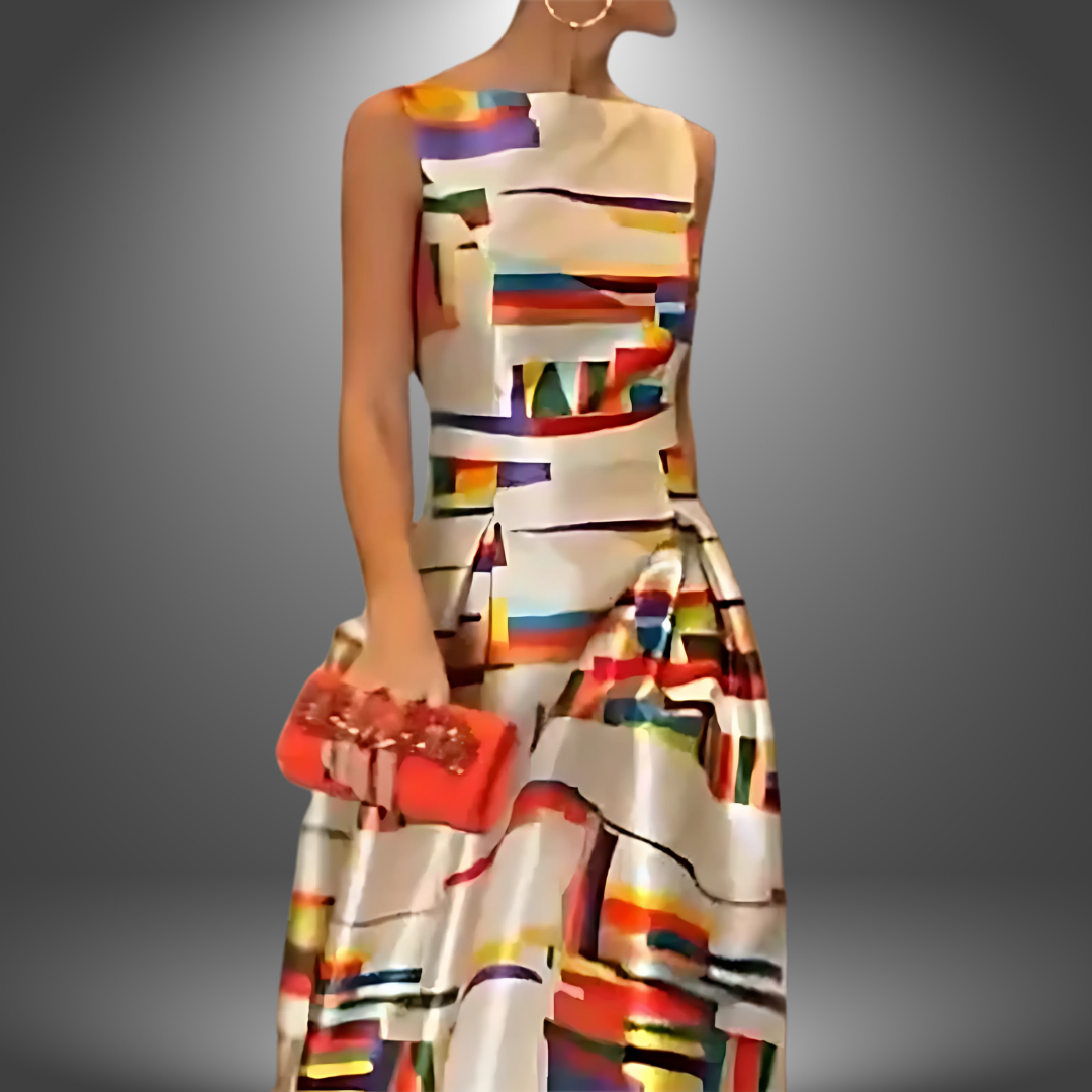Fashion Stunning Geometric Print Maxi Dress for Women