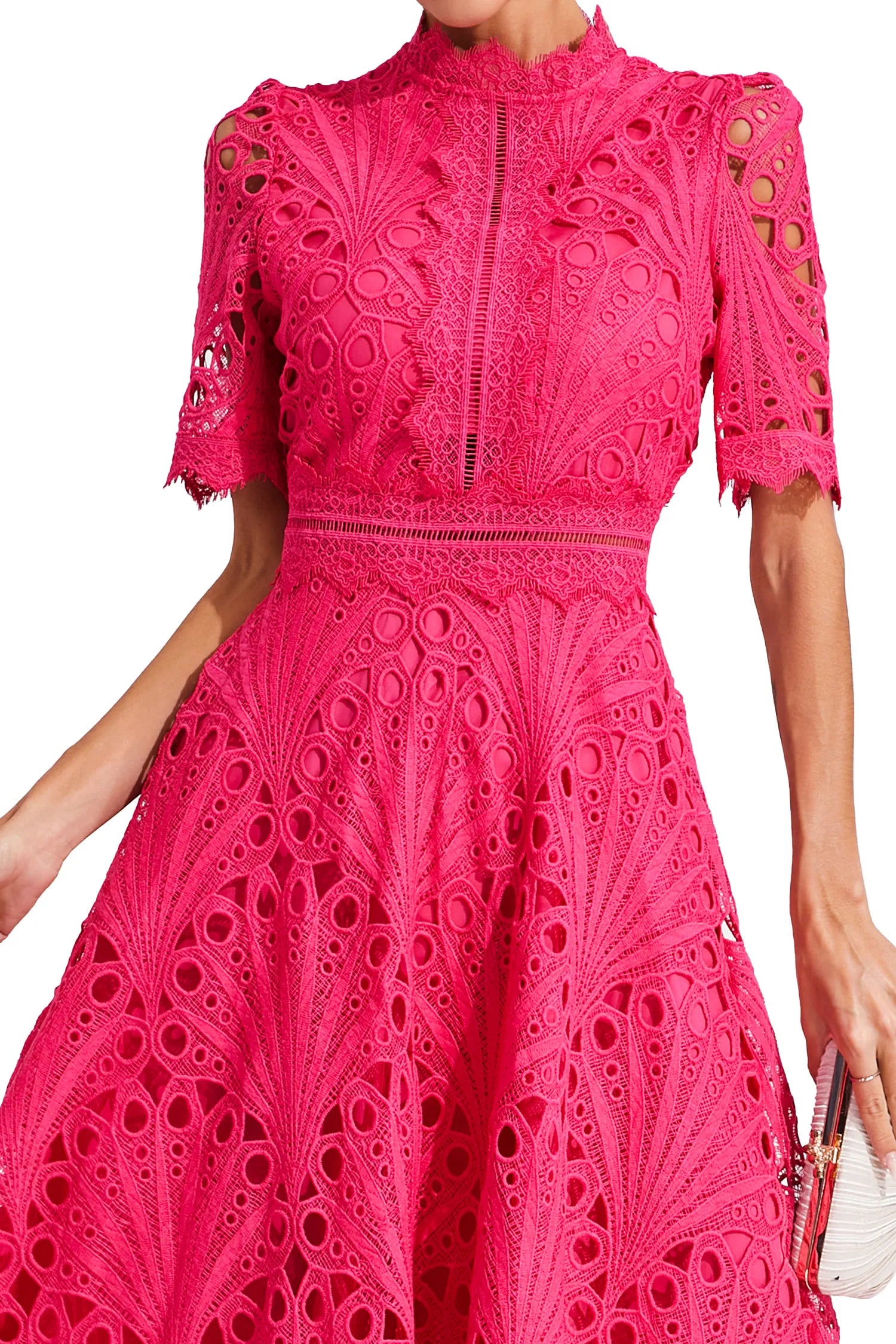 Exquisite Airy Lace Wedding Party Midi Dress for Women